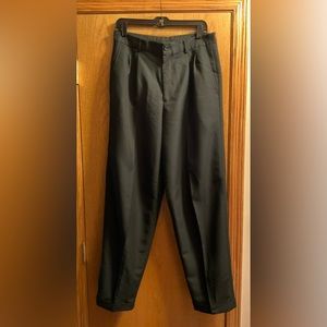 Men’s Claiborne Cuffed and Pleated Dress Slacks Pants with Light Pinstripes.